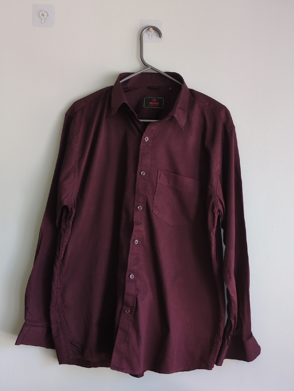Raymond Burgundy Long-Sleeve Casual Button-Down Shirt